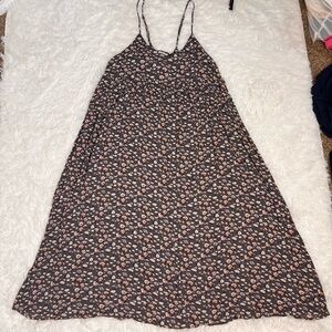 Gray Ditsy Floral V-Neck Spaghetti Strap Sleeveless Summer Sundress Women’s 3X